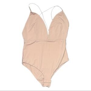 Makers of Dreams Open Back Plunge Neck Strappy Bodysuit Women’s Size Small Pink